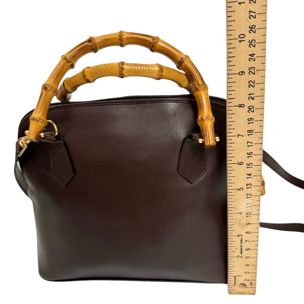 Gucci Women's Authentic Brown Leather Bamboo Double Handle Crossbody Handbag - Picture 11 of 12